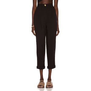 HAIGHT. Guta Pleated‎ Cropped Linen Trouser Black NWT Medium